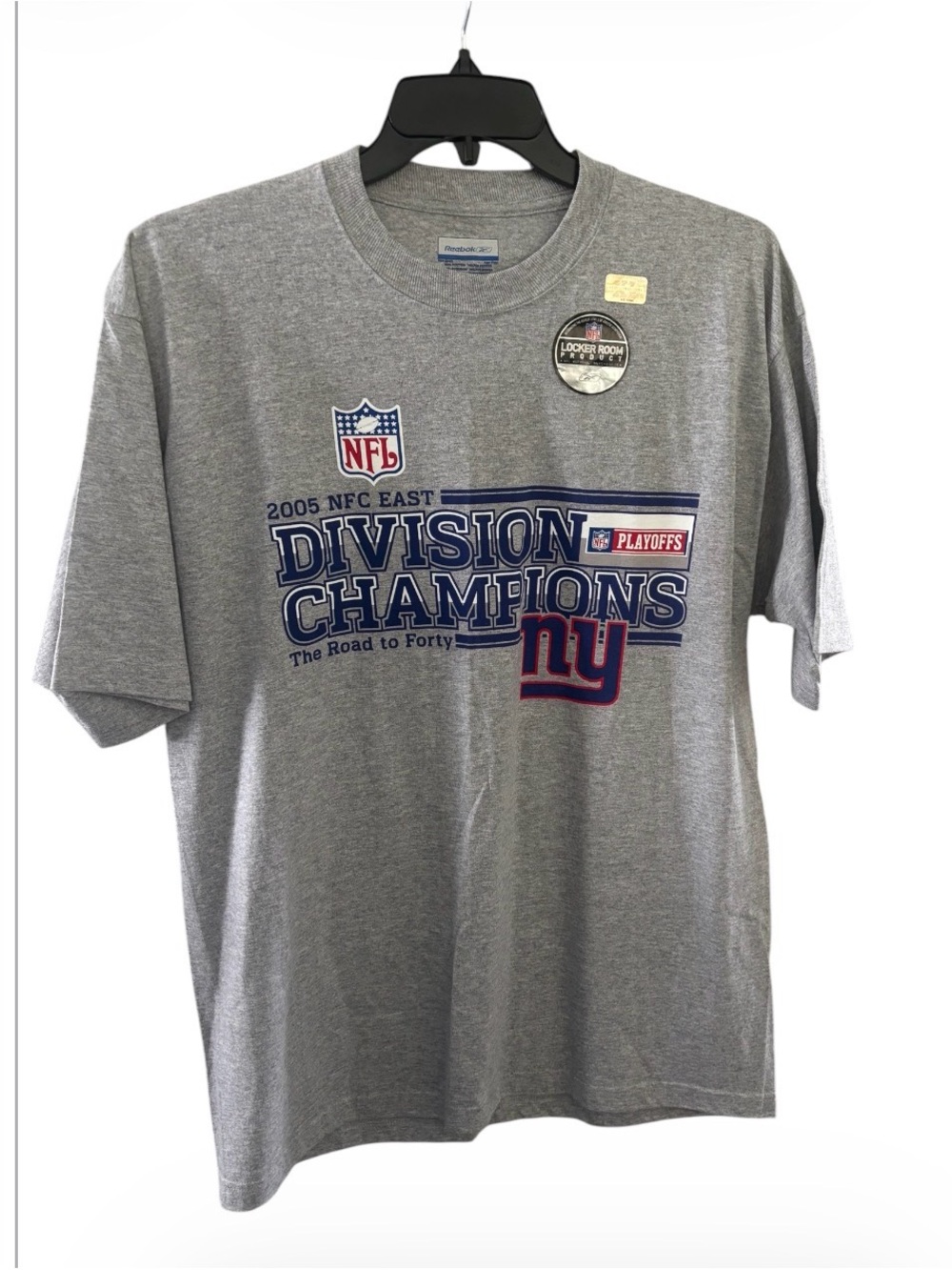 Reebok Gray New York Giants Division Champions Short Sleeve Tee NWT